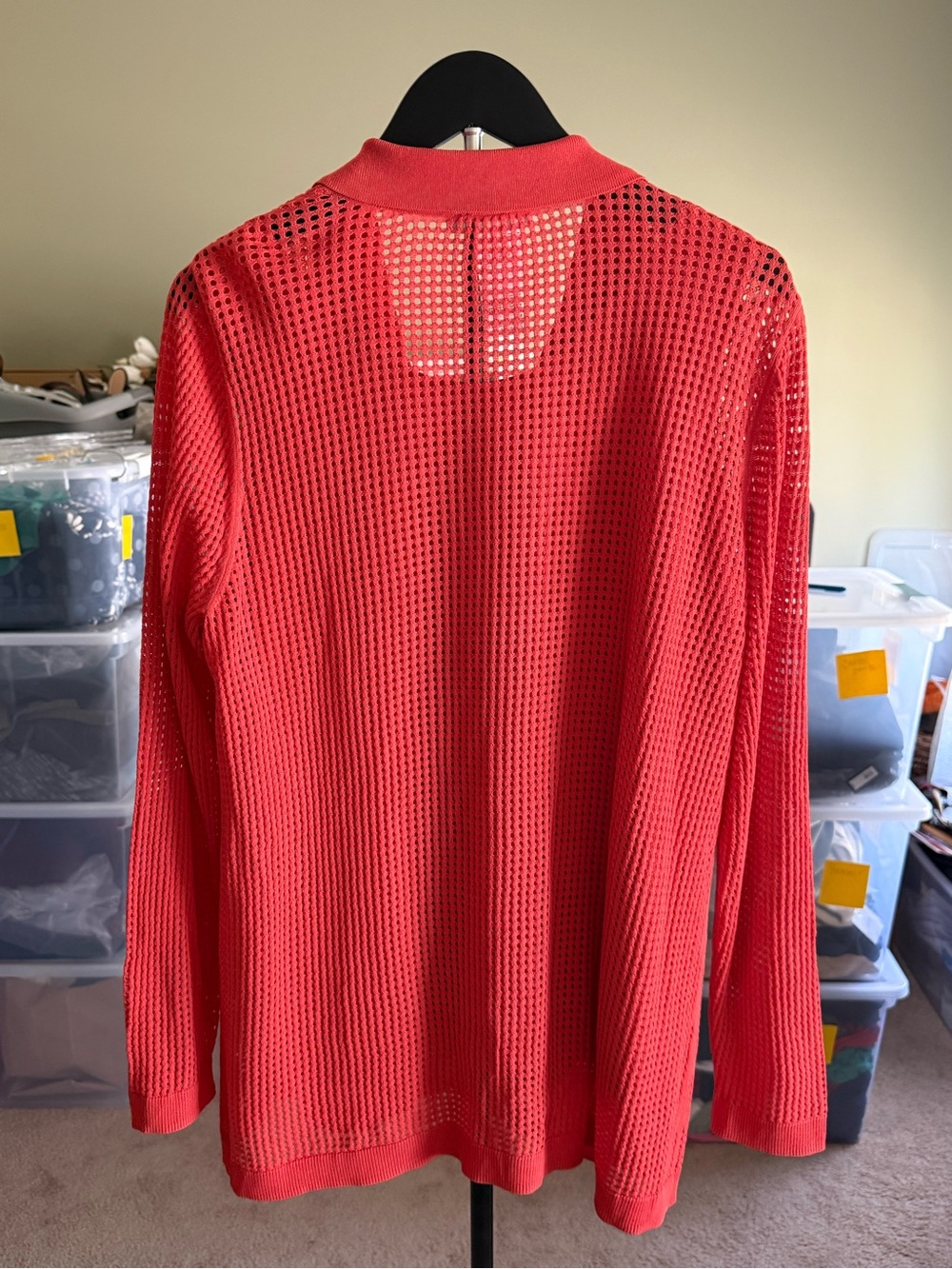 EUC Chico's Open Knit Button-Up Cardi & Tank Top SZ 2 (L/12) Coral/Burnt Orange - Picture 3 of 16